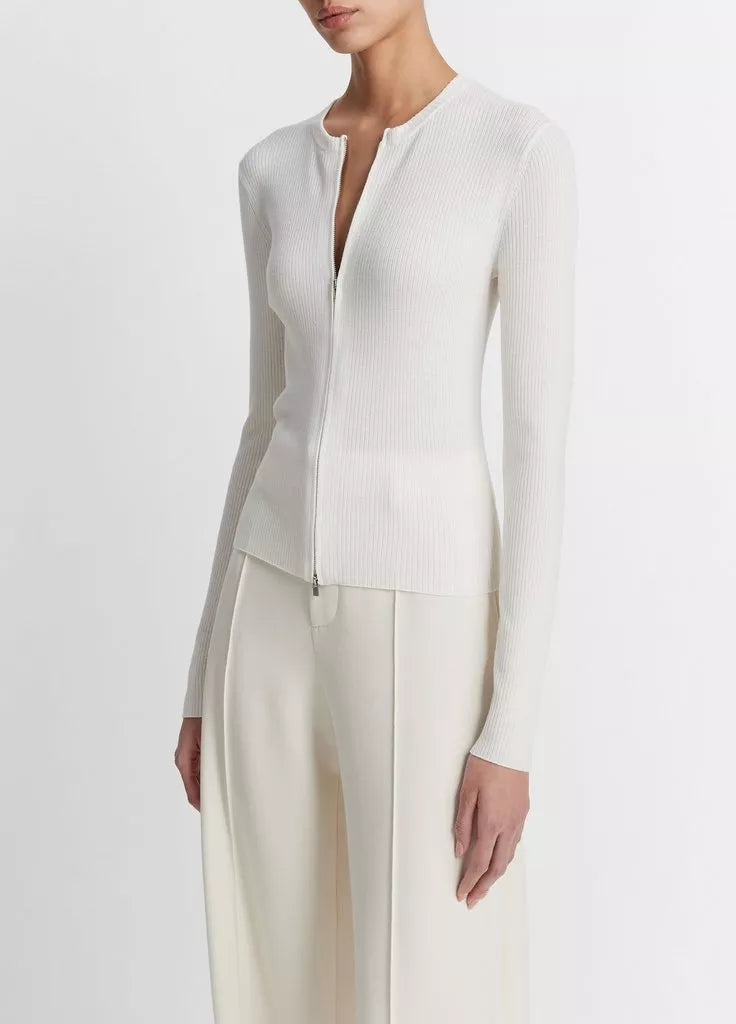 Ribbed Wool-Blend Slim Cardigan - Off White by Vince | 25 South Boutiques