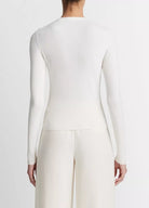 Ribbed Wool-Blend Slim Cardigan - Off White by Vince — view 4