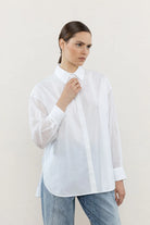 Dual Fabric Oversize Shirt - Pure White by Peserico | 25 South Boutiques