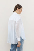 Dual Fabric Oversize Shirt - Pure White by Peserico — alternate view