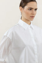 Dual Fabric Oversize Shirt - Pure White by Peserico — view 3