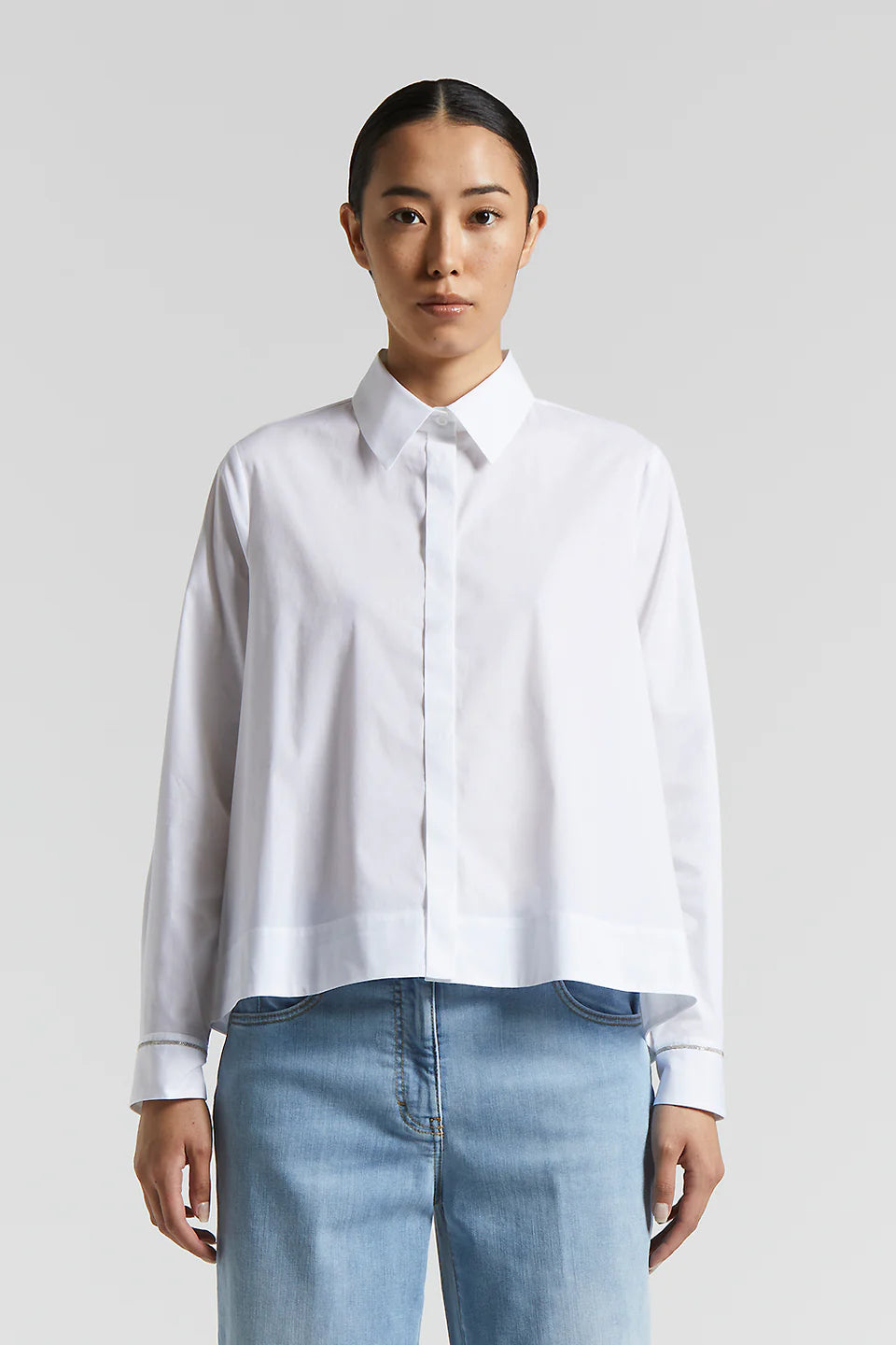 Poplin and Cotton Voile Shirt - White by Peserico | 25 South Boutiques