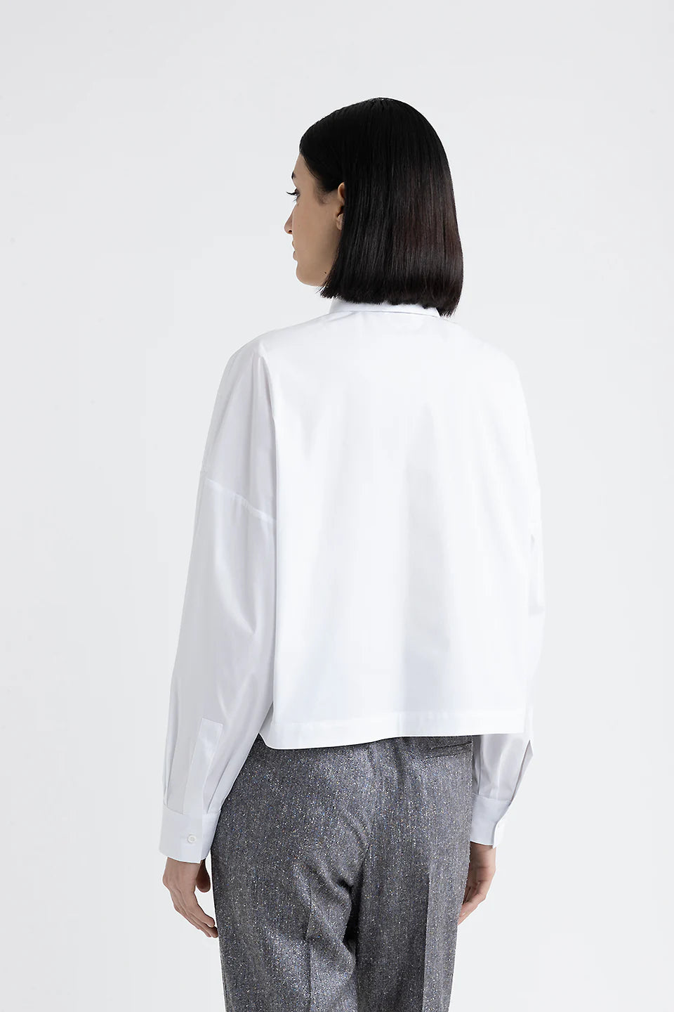 Cropped Sequin Shirt - White by Peserico — view 3