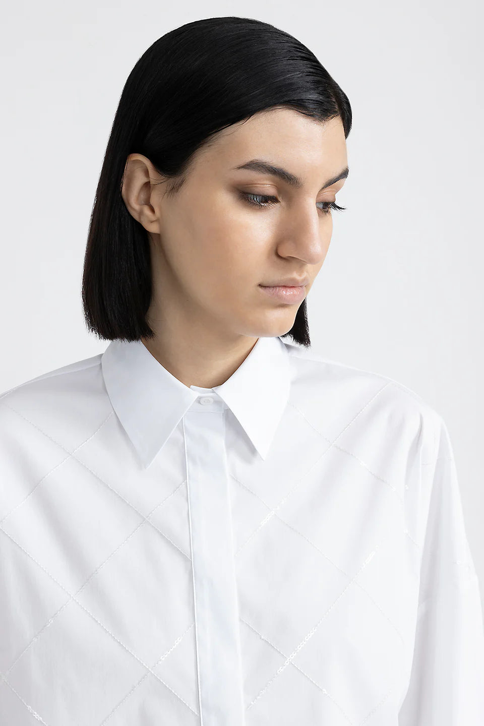 Cropped Sequin Shirt - White by Peserico — alternate view