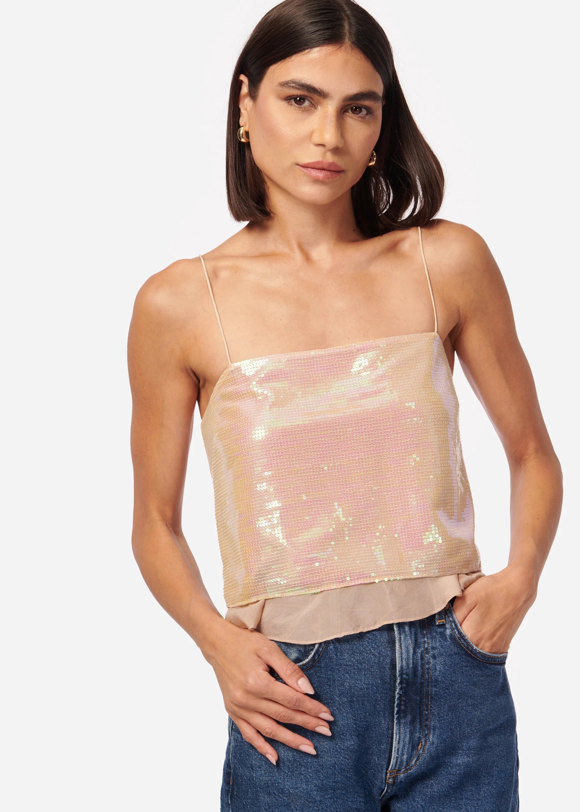 Jojo Sequin Camisole - Opal Sequin by Cami NYC | 25 South Boutiques