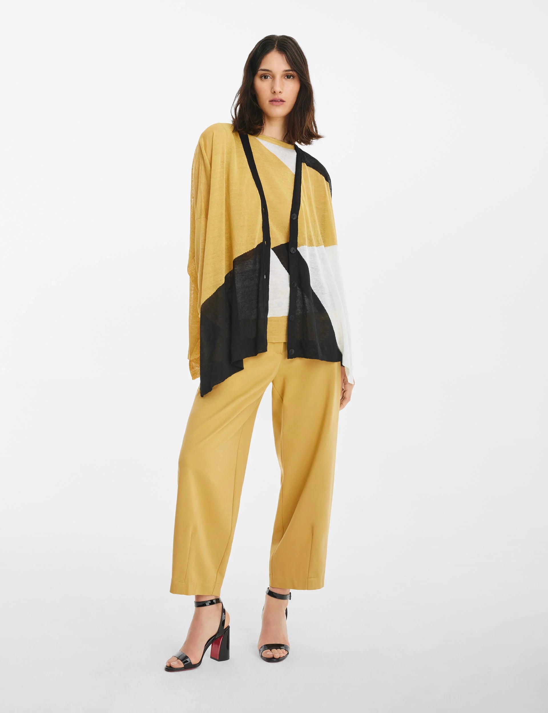 Patchwork Cardigan - Mustard by Sarah Pacini — view 6