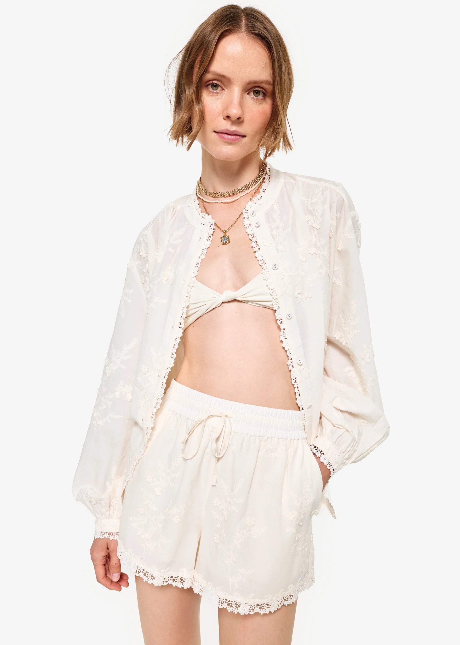 Palmyra Cotton Blouse - Macadamia by Cami NYC — alternate view
