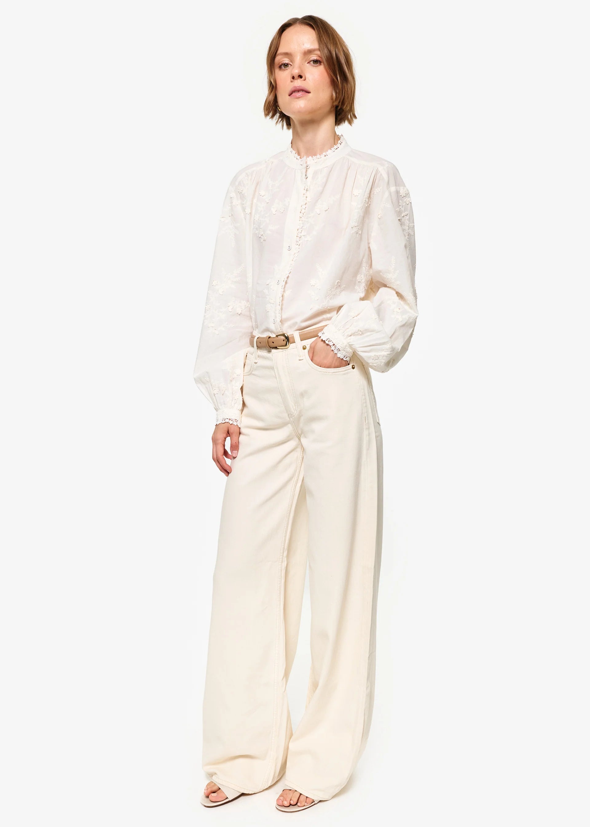 Palmyra Cotton Blouse - Macadamia by Cami NYC — view 5