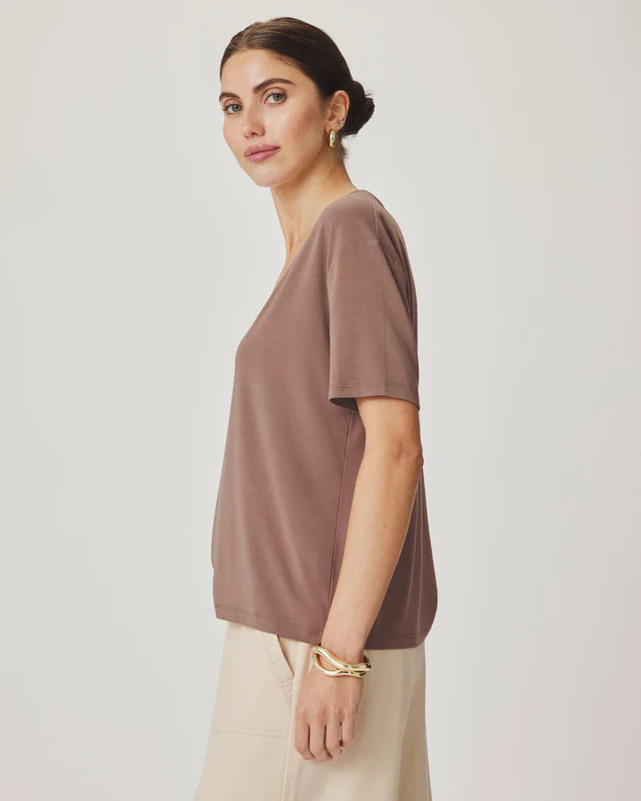 Kacey Bamboo Blend V-Neck Tee - Wicker by Splendid — view 4