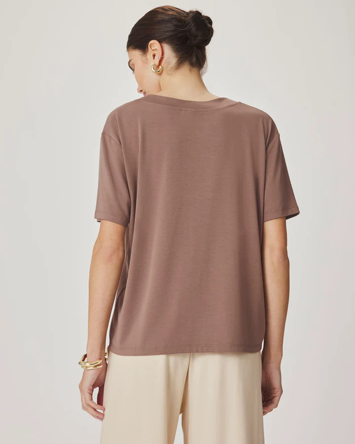 Kacey Bamboo Blend V-Neck Tee - Wicker by Splendid — view 5