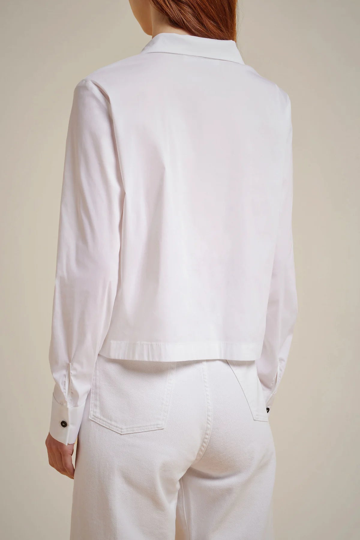 High Collor Button Up Crop Shirt - White by Liviana Conti — view 3