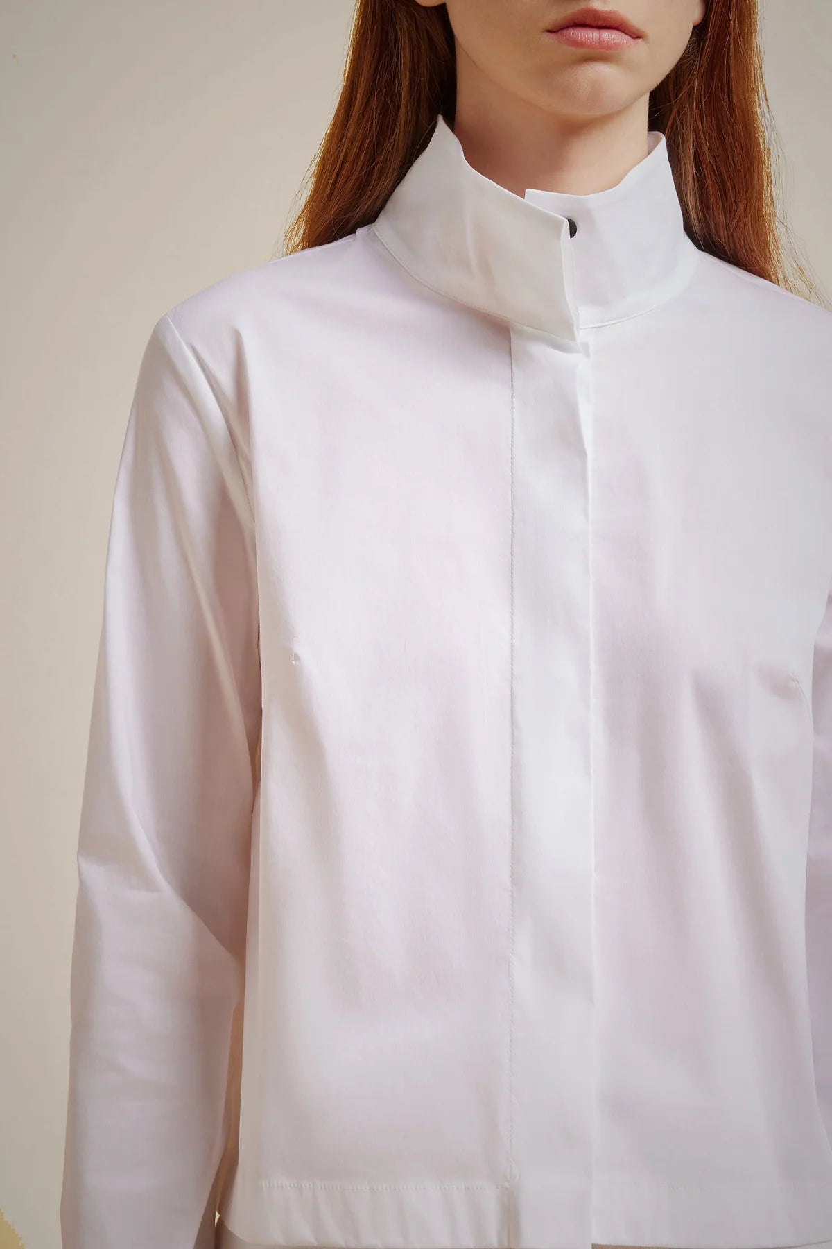 High Collor Button Up Crop Shirt - White by Liviana Conti — alternate view