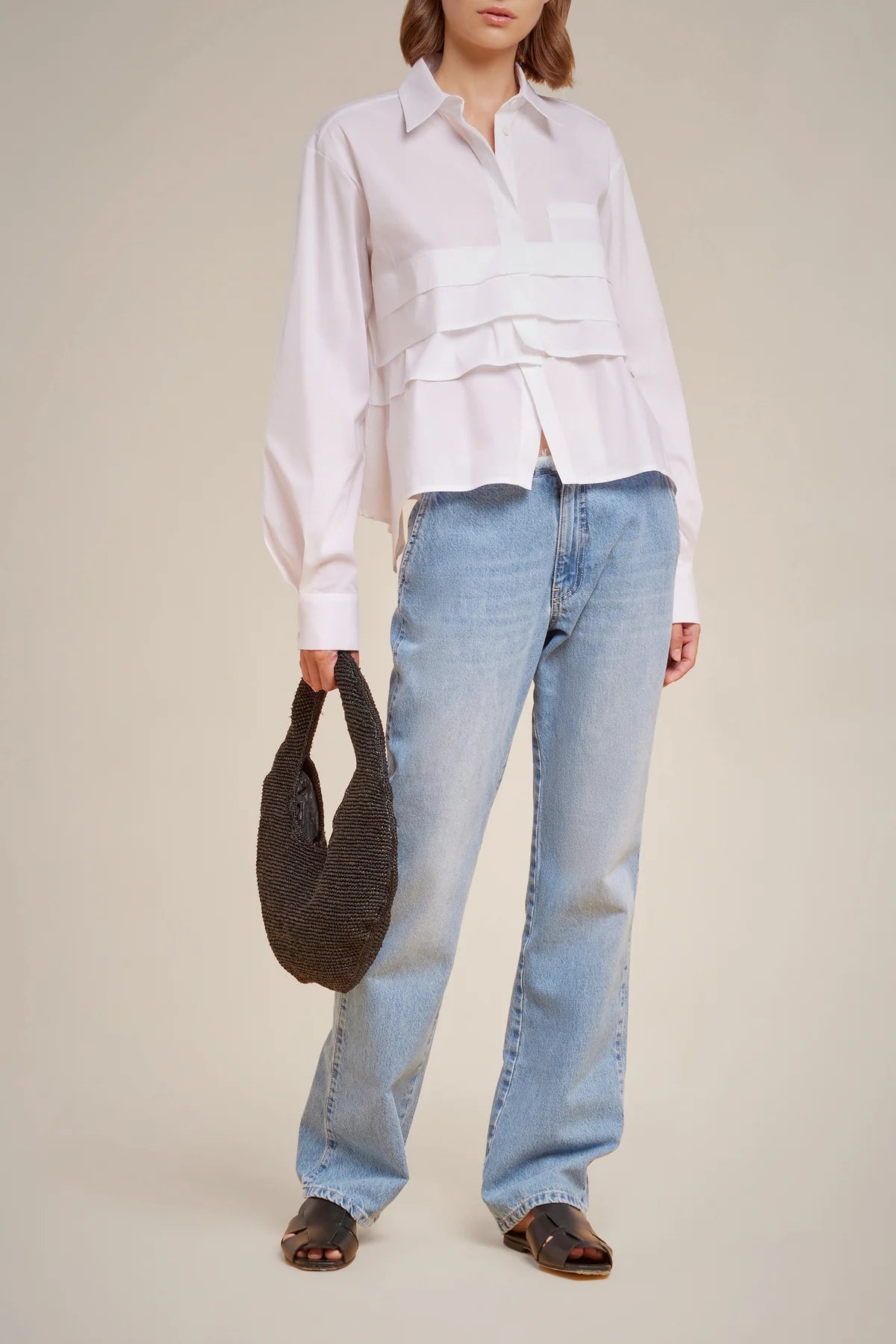 Ruffle Accent Shirt - White by Liviana Conti — view 3