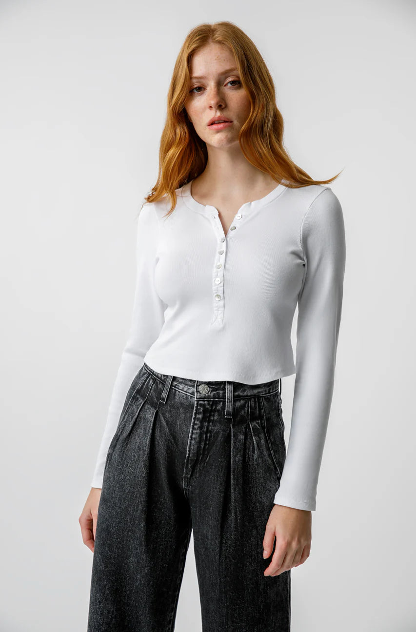 Sassy Rib Henley - White by AMO | 25 South Boutiques