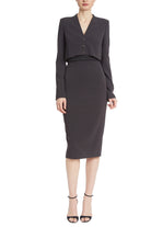 Blouson Dress with Pencil Skirt - Charcoal by Badgley Mischka | 25 South Boutiques