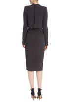 Blouson Dress with Pencil Skirt - Charcoal by Badgley Mischka — view 3