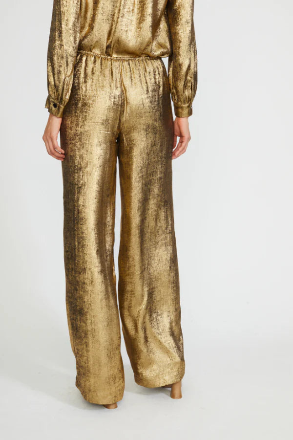 Drawstring Waist Wide Leg Pant - Gold by Stellah — view 3