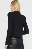 Fitted Shoulder Pad Cardigan - Black by Stellah — view 3