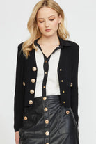 Fitted Shoulder Pad Cardigan - Black by Stellah — alternate view