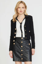 Fitted Shoulder Pad Cardigan - Black by Stellah | 25 South Boutiques