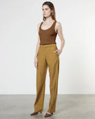 Silk Sweater Knit Tank Top - Dark Whole Grain by Enza Costa — alternate view