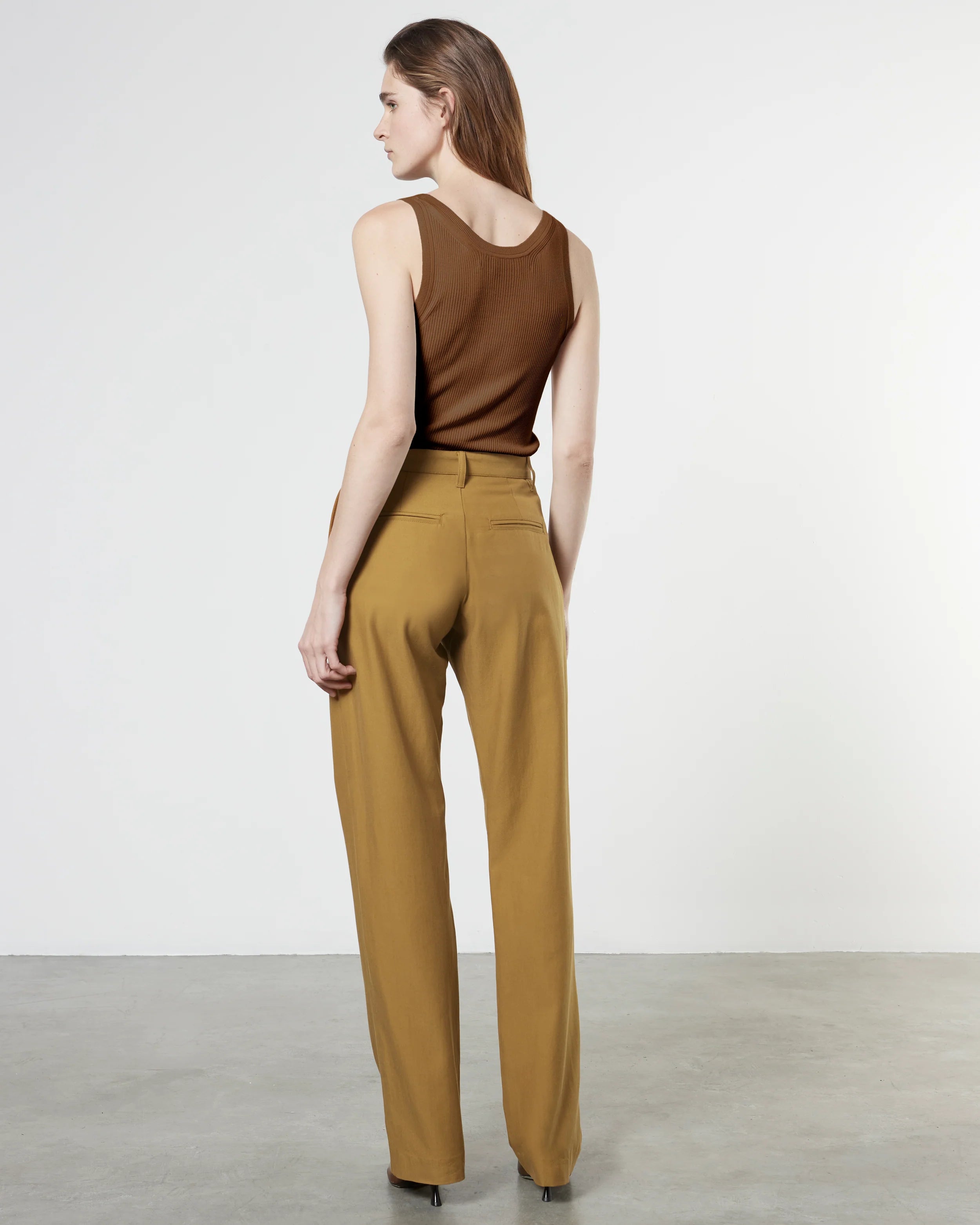 Silk Sweater Knit Tank Top - Dark Whole Grain by Enza Costa — view 3