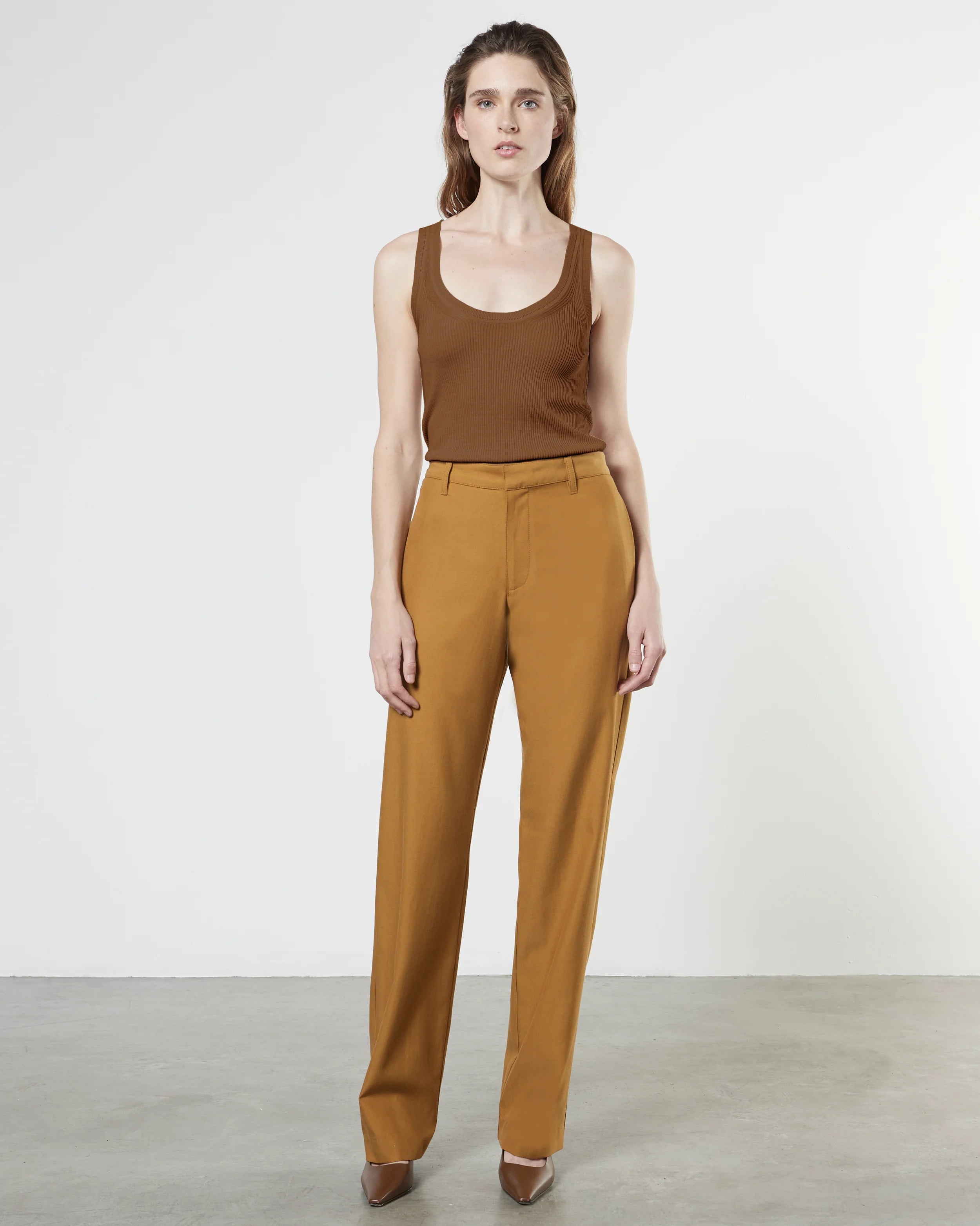 Silk Sweater Knit Tank Top - Dark Whole Grain by Enza Costa — view 4