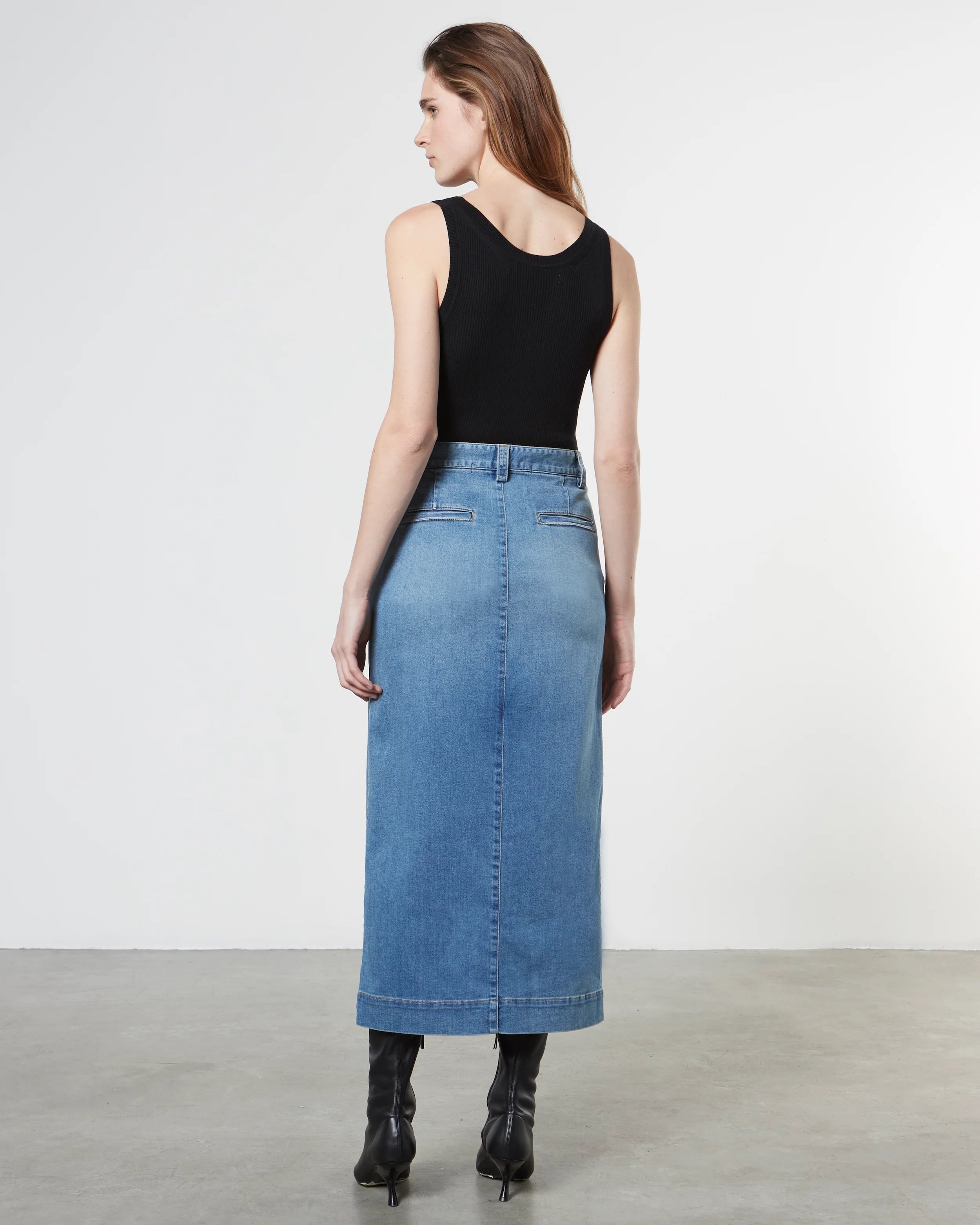 Silk Sweater Knit Tank Top - Black by Enza Costa — view 3