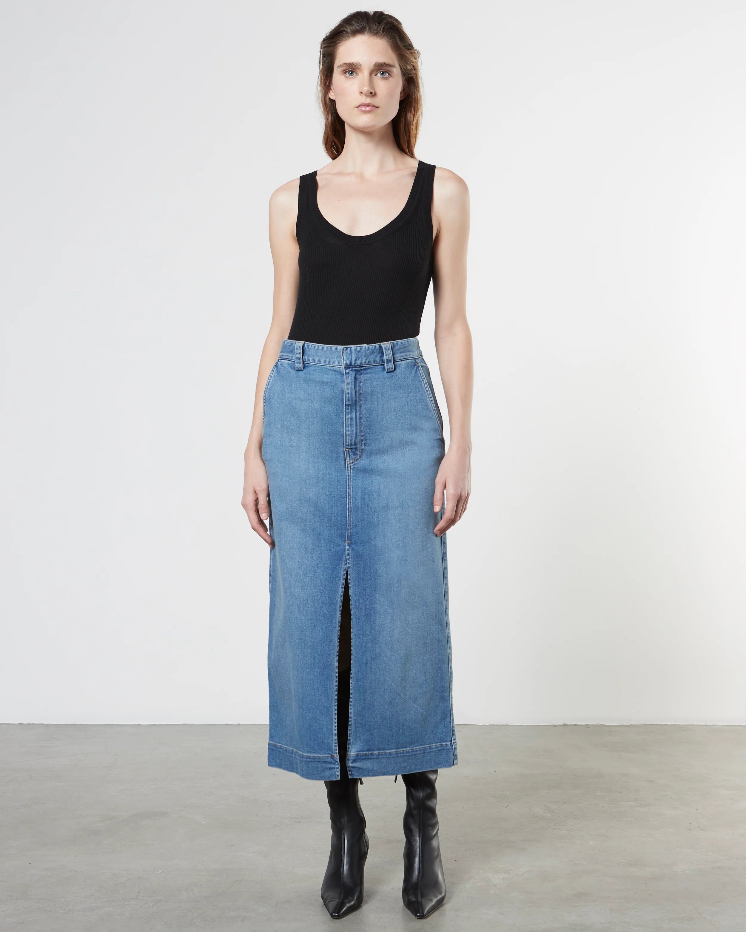 Silk Sweater Knit Tank Top - Black by Enza Costa — view 4