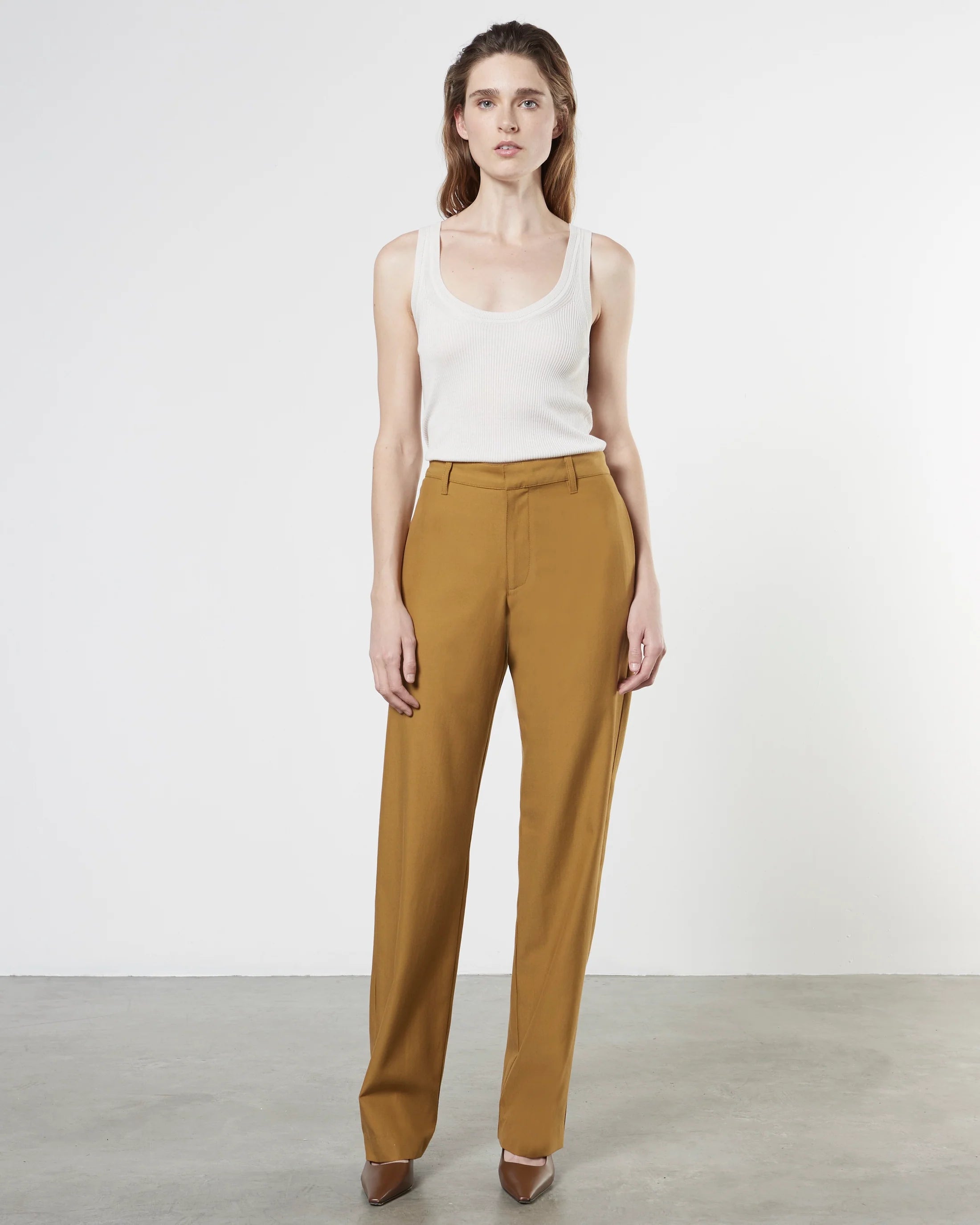 Silk Sweater Knit Tank Top - Chalk by Enza Costa — alternate view