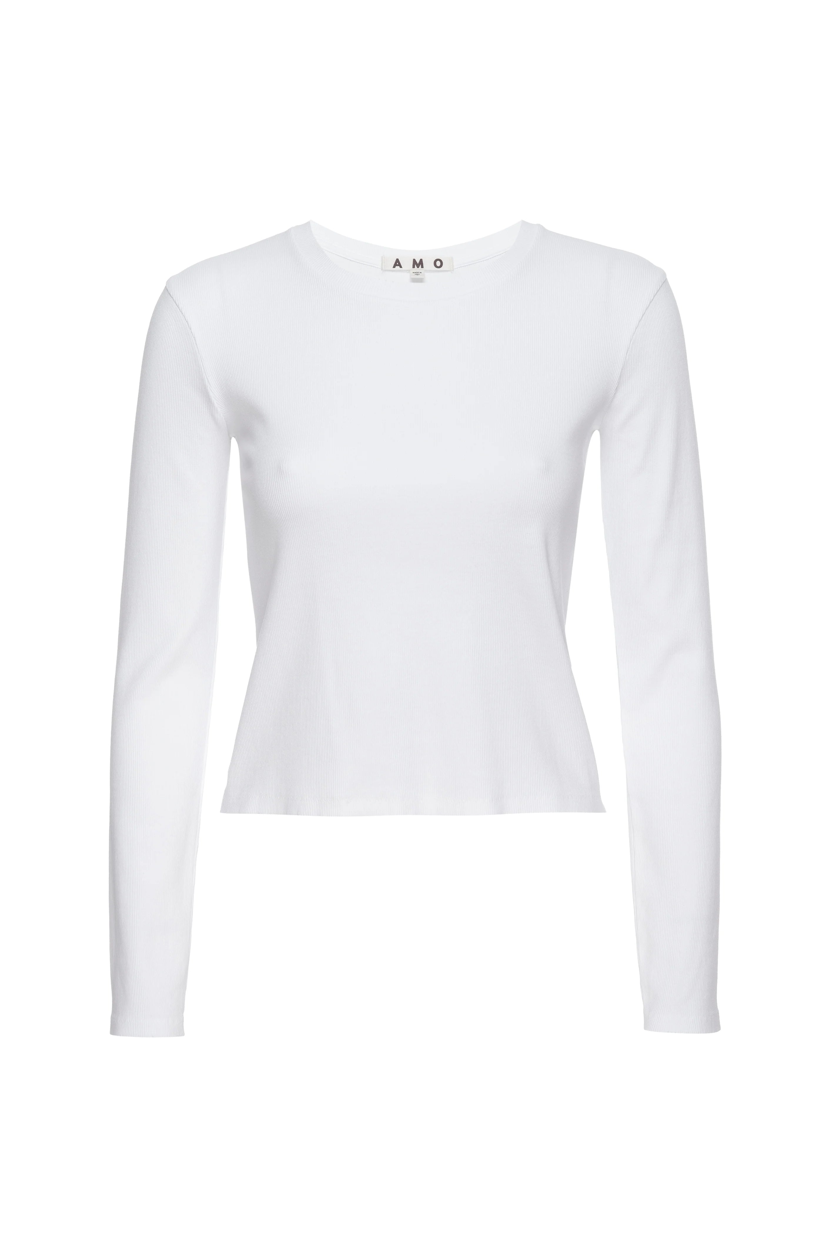 Slim Rib Tee - White by AMO — view 4