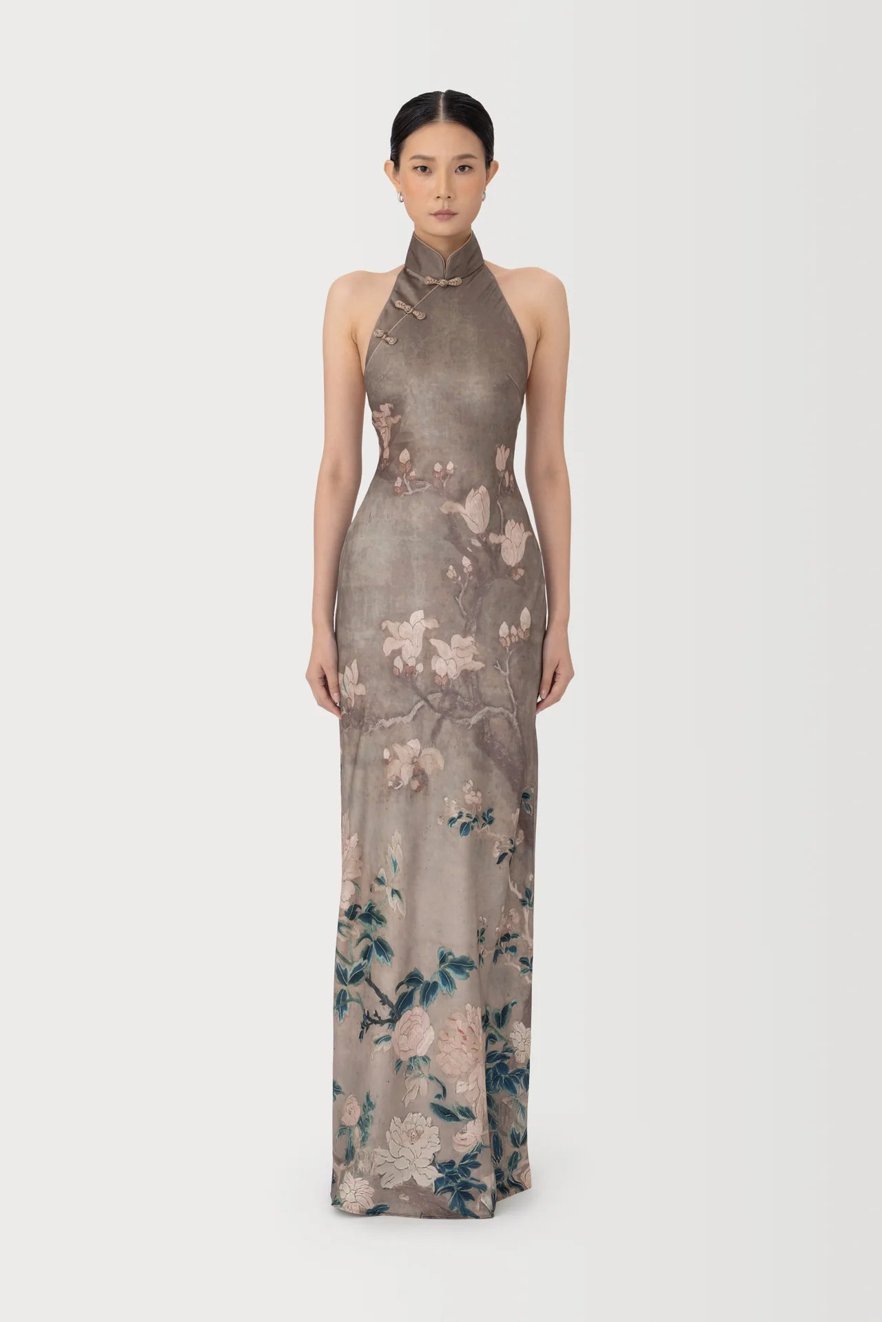 Gillian Satin Maxi Dress - Desert Taupe by Sau Lee — view 3
