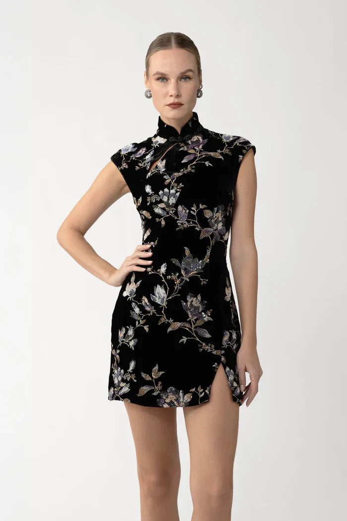Devon Velvet Mini Dress - Black by Sau Lee — alternate view