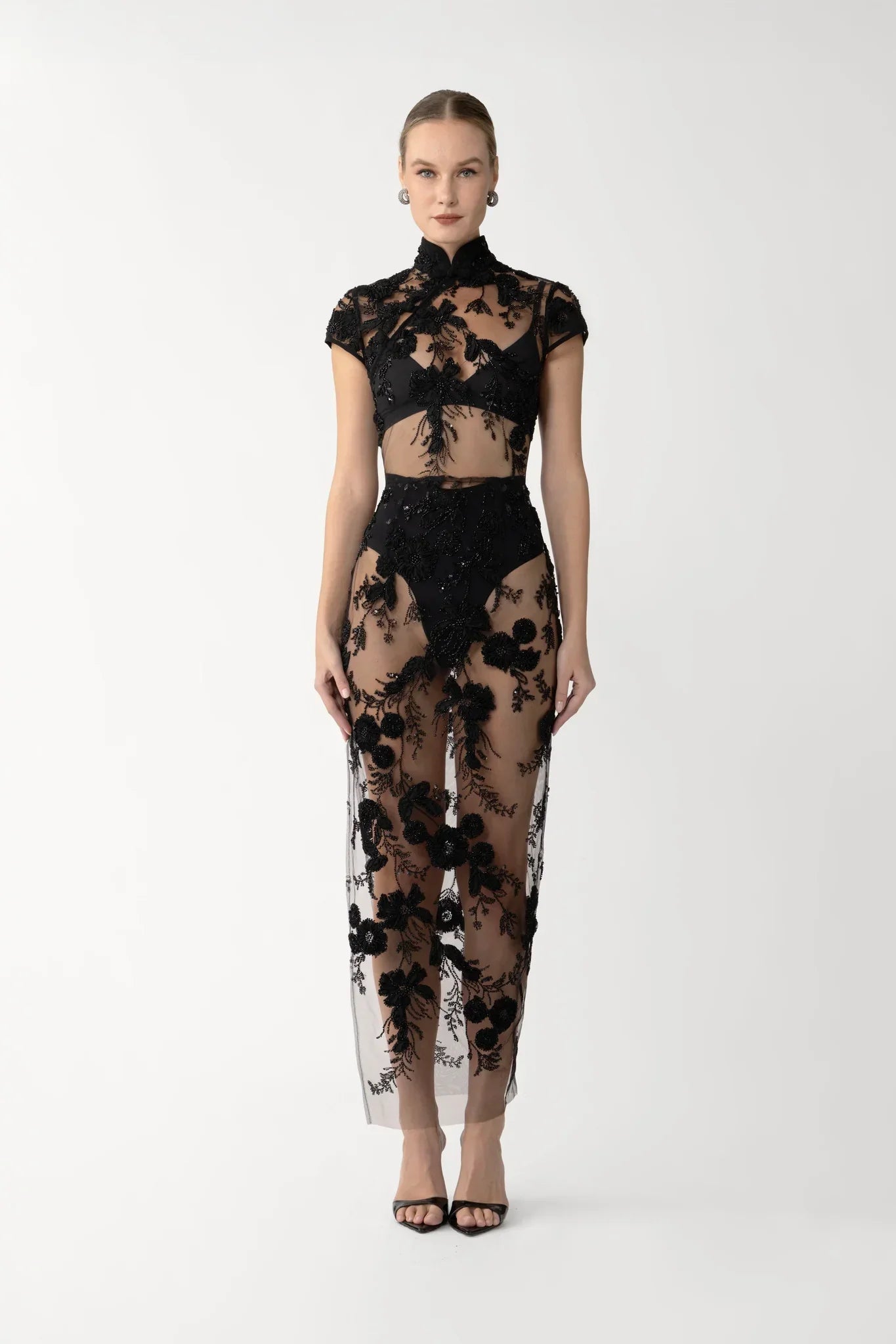 Charlize Sheer Midi Dress - Black by Sau Lee | 25 South Boutiques