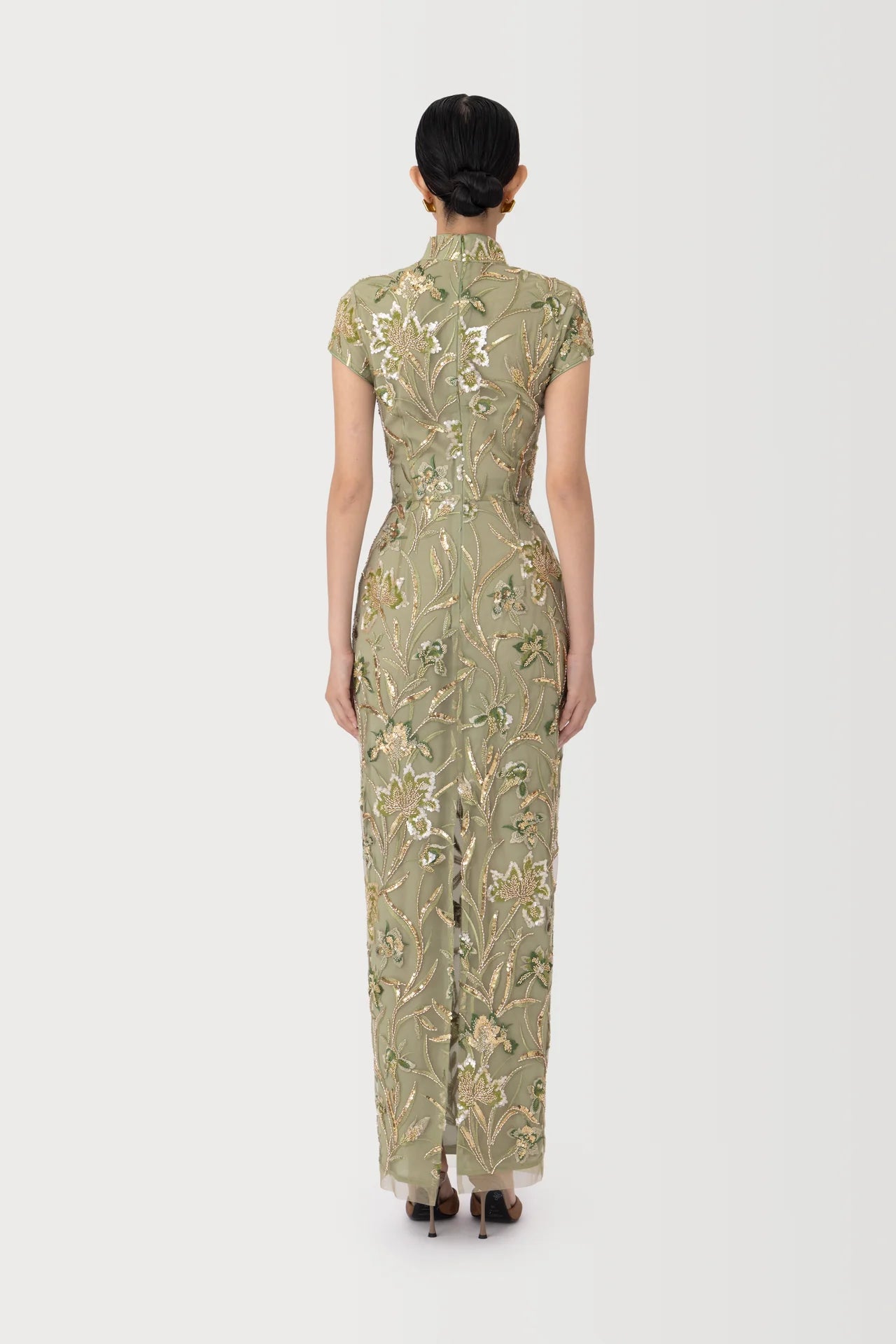 Seraphine Embroidered Dress - Sage Green by Sau Lee — view 4
