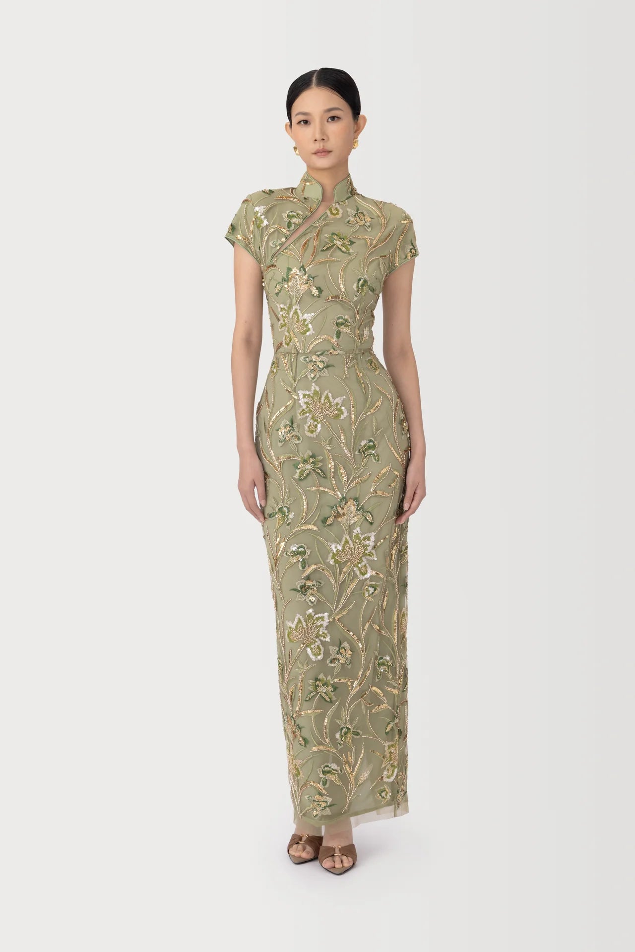Seraphine Embroidered Dress - Sage Green by Sau Lee | 25 South Boutiques