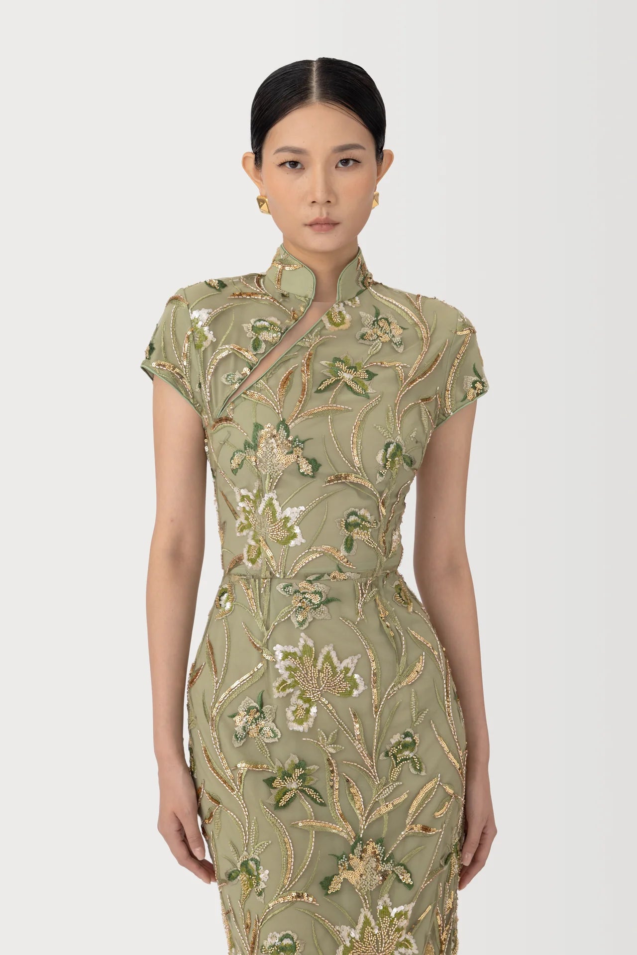 Seraphine Embroidered Dress - Sage Green by Sau Lee — alternate view