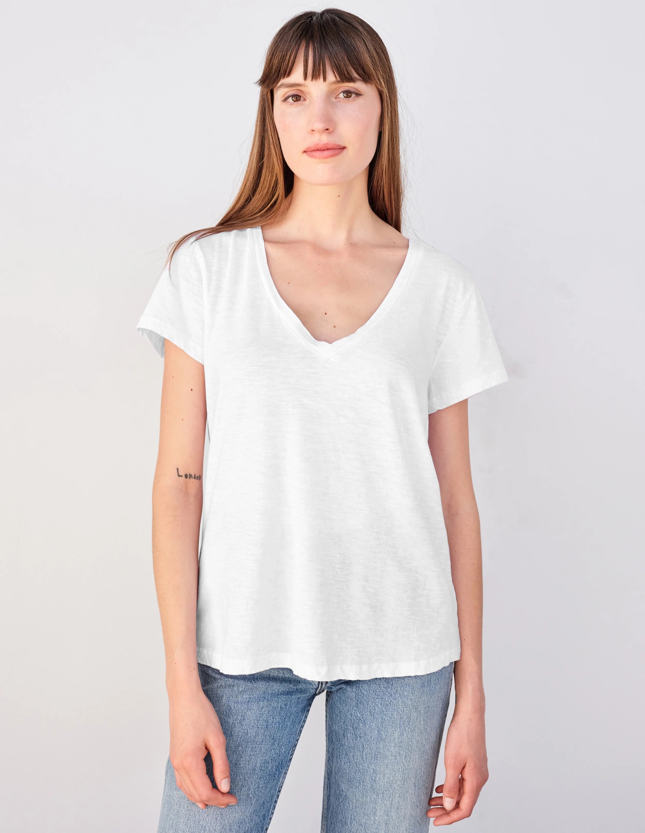 V Neck Tee - White by Sundry | 25 South Boutiques
