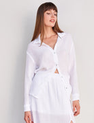 Long Sleeve Gauze Button Down - White by Sundry | 25 South Boutiques