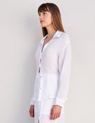 Long Sleeve Gauze Button Down - White by Sundry — alternate view