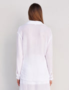 Long Sleeve Gauze Button Down - White by Sundry — view 3
