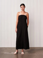 Linen Column Maxi Dress - Black by Stateside | 25 South Boutiques
