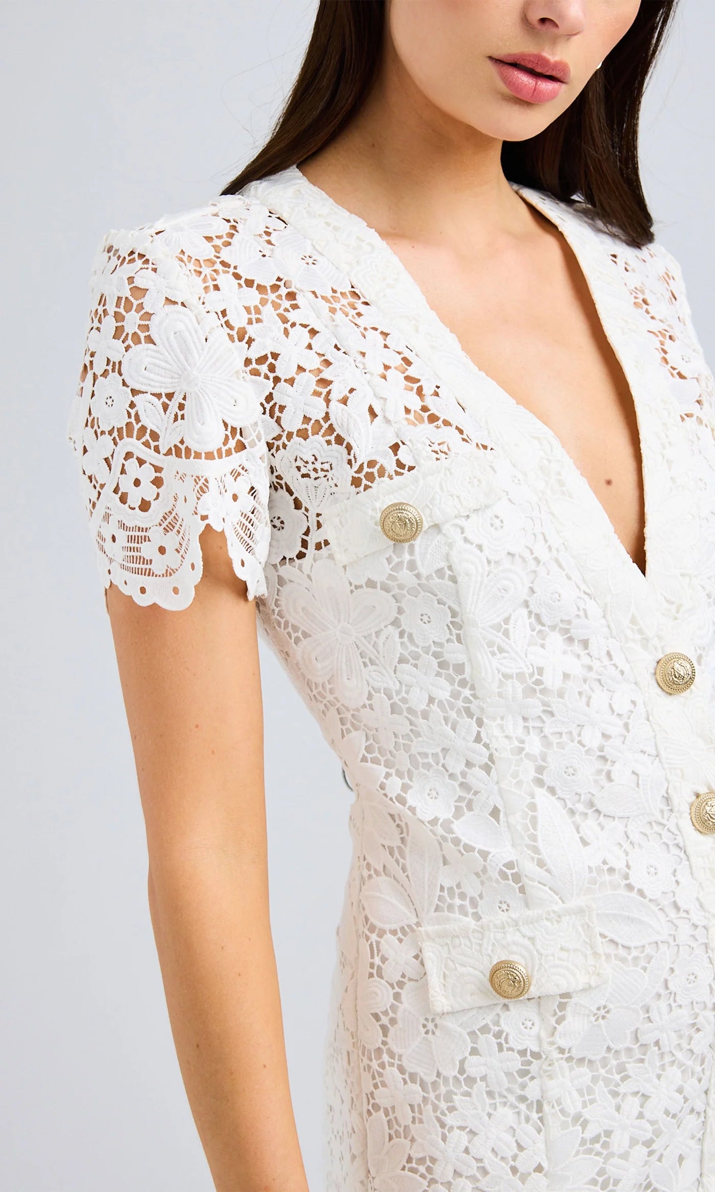 Anne Lace Dress - White by Generation Love — alternate view