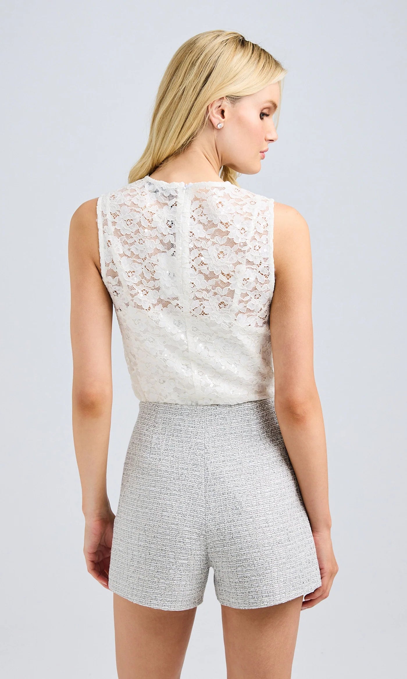 Henrietta Sequin Lace Top - White by Generation Love — alternate view