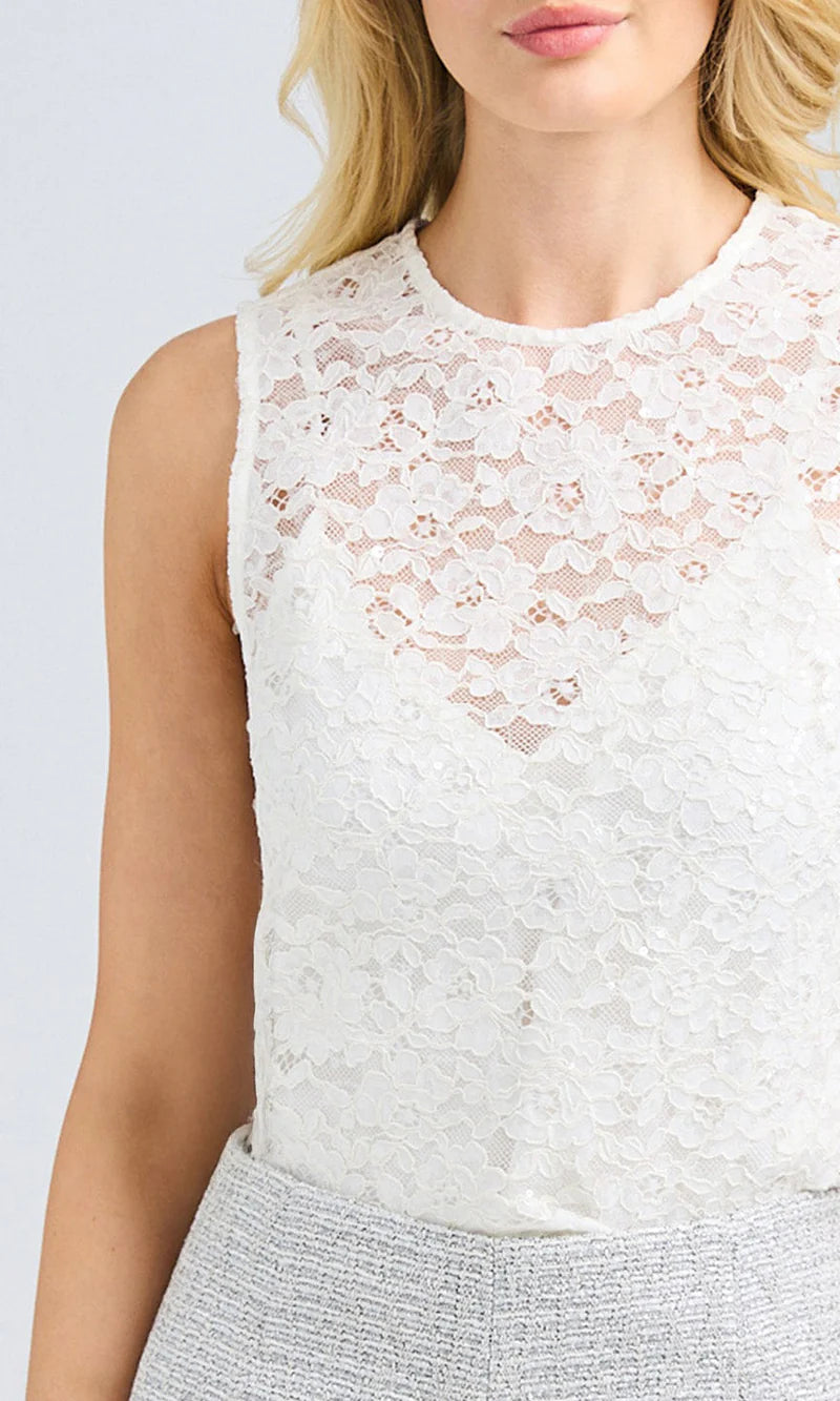 Henrietta Sequin Lace Top - White by Generation Love — view 4