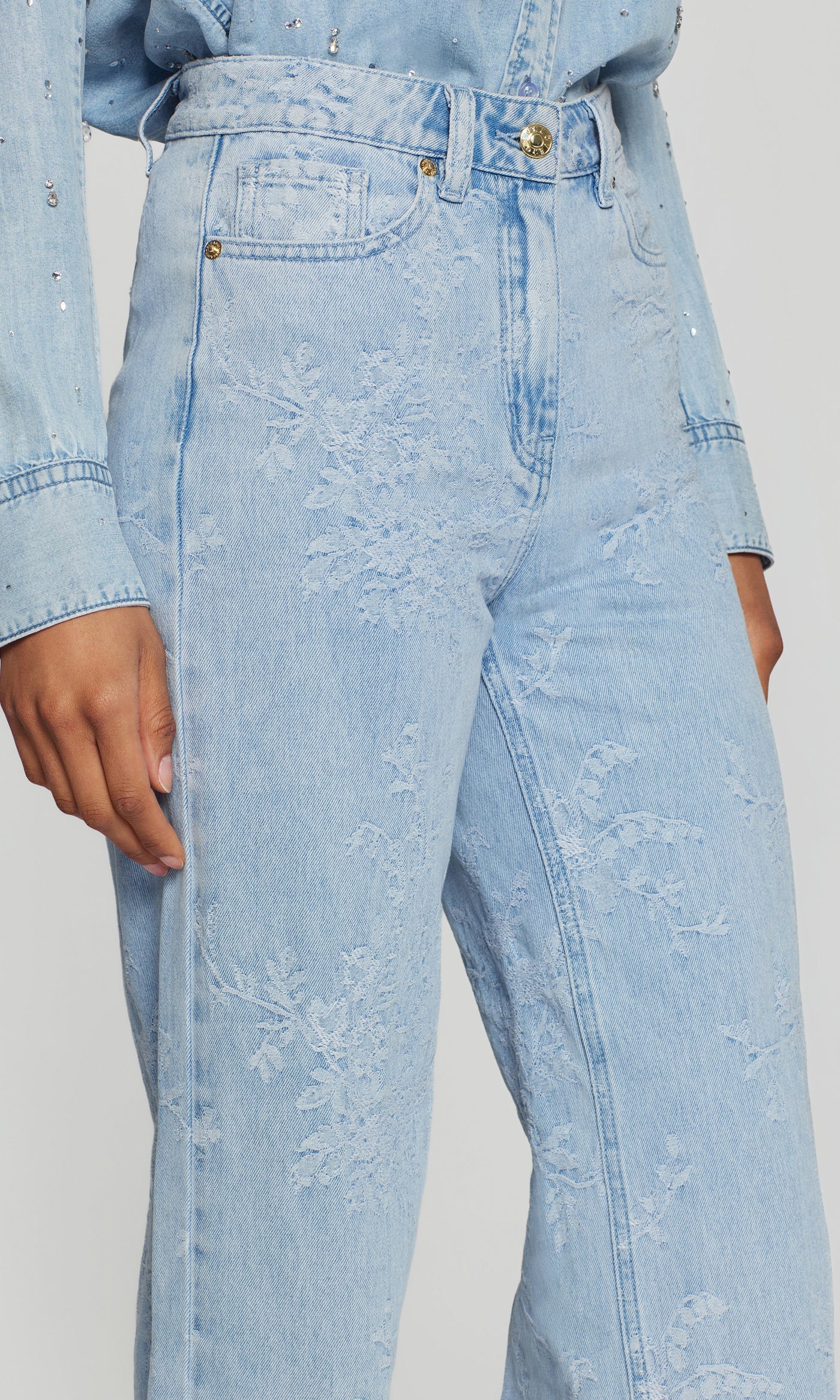 Milagro Floral Jeans - Light Blue by Generation Love — view 4