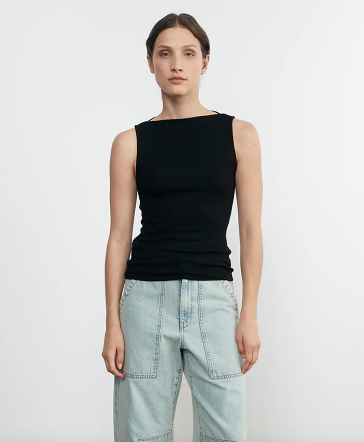 Silk Rib Sleeveless Boatneck - Black by Enza Costa | 25 South Boutiques