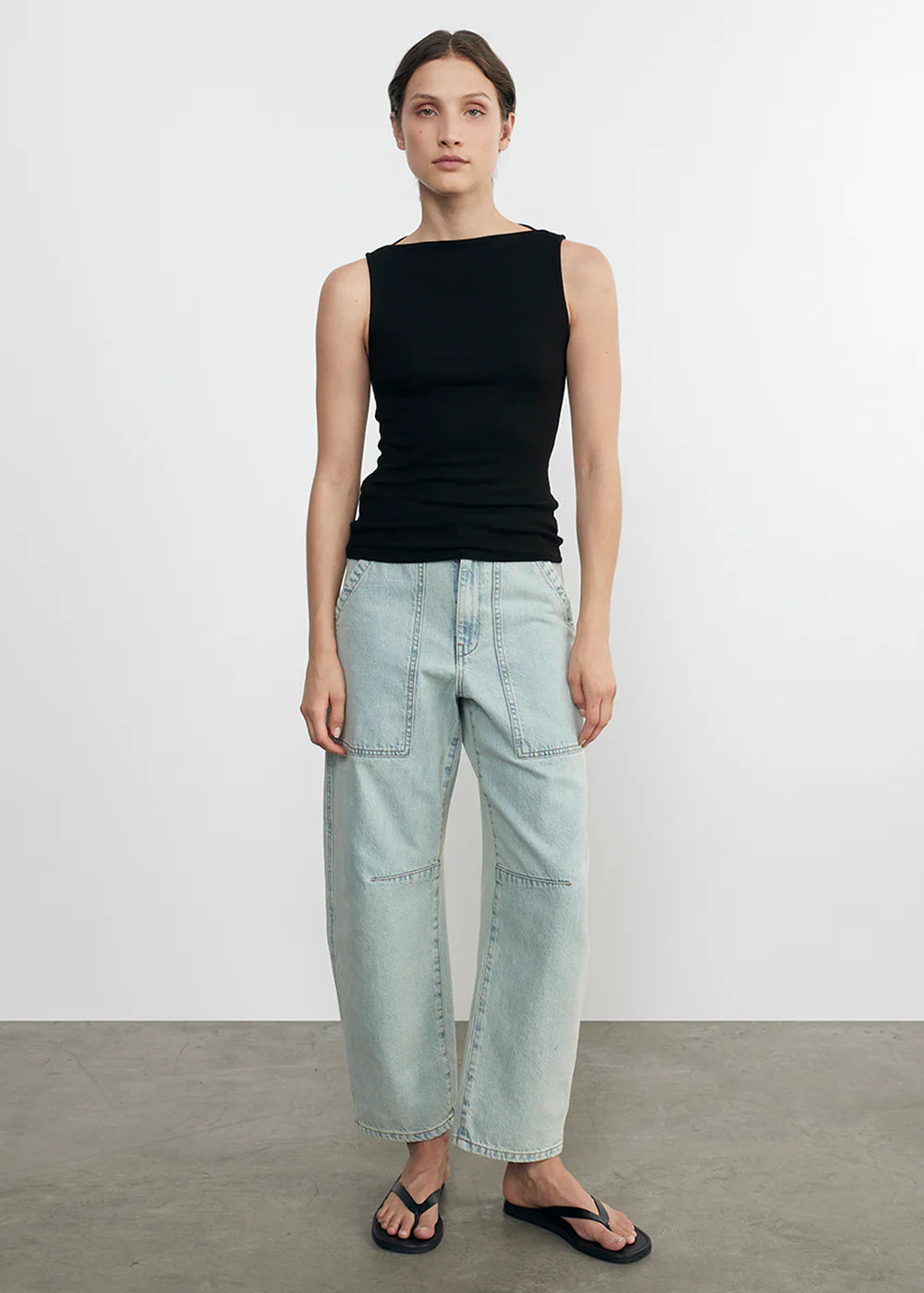 Silk Rib Sleeveless Boatneck - Black by Enza Costa — alternate view