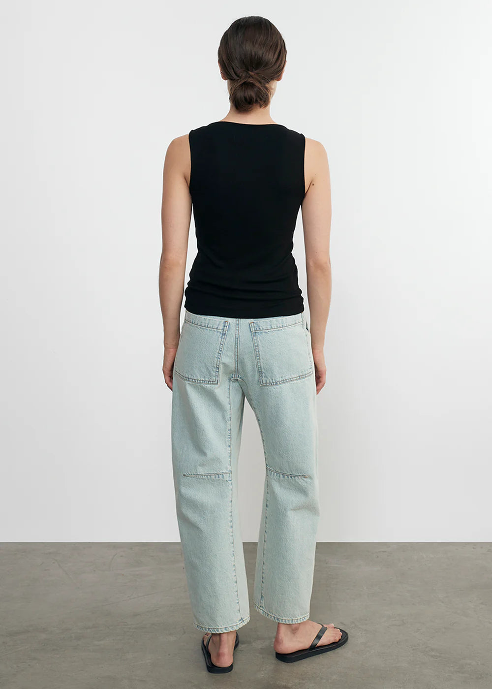 Silk Rib Sleeveless Boatneck - Black by Enza Costa — view 4