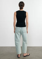 Silk Rib Sleeveless Boatneck - Black by Enza Costa — view 4